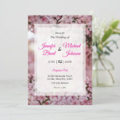 Rosa Blütenhochzeit Einladung (Stehend Vorderseite)