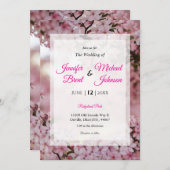 Rosa Blütenhochzeit Einladung (Vorne/Hinten)