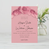 Rosa Blütenhochzeit Einladung (Stehend Vorderseite)