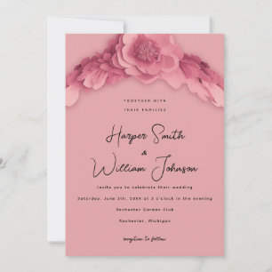 Rosa Blütenhochzeit Einladung