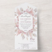 Rosa Blütenhochzeit in einer Einladung (Innen Boden)