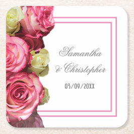 Rosa Blütenhochzeit Rechteckiger Pappuntersetzer