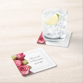 Rosa Blütenhochzeit Rechteckiger Pappuntersetzer (Vor Ort)