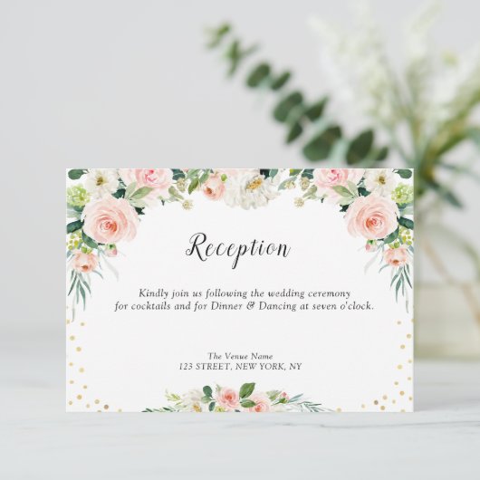 Rosa Blütenhochzeit RSVP Karte (Stehend Vorderseite)