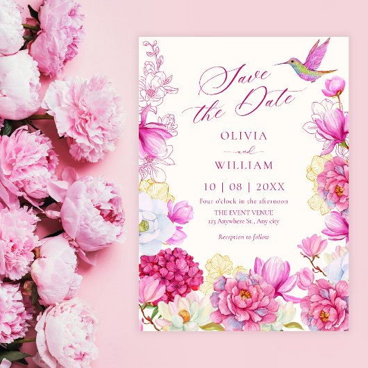 Rosa Blütenhochzeit Save The Date