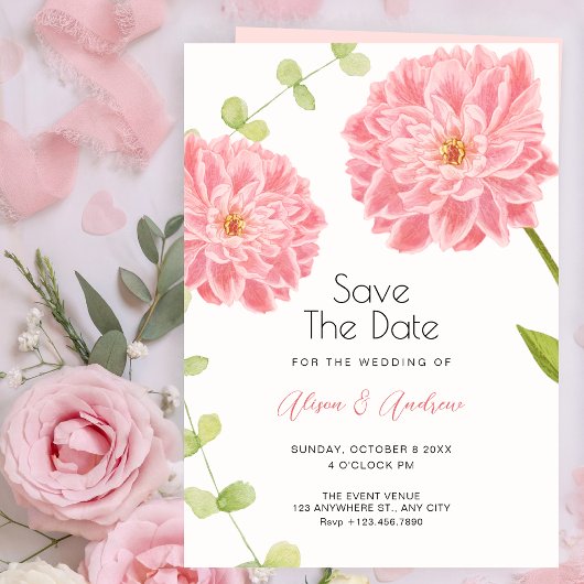 Rosa Blütenhochzeit Save The Date