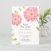 Rosa Blütenhochzeit Save The Date (Stehend Vorderseite)
