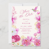 Rosa Blütenhochzeit Save The Date (Vorderseite)