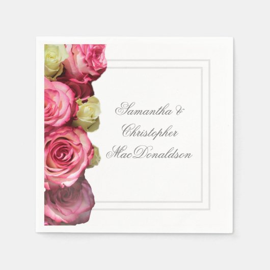 Rosa Blütenhochzeit Serviette (Vorderseite)