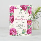Rosa Blütenhochzeitsdusche Einladung (Stehend Vorderseite)