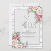 Rosa Blütenholz 50. Geburtstag Einladung (Vorderseite)