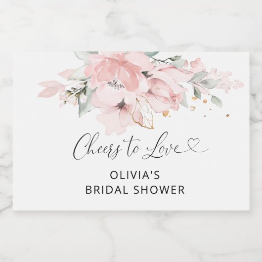 Rosa Blütenjubeln zur Liebe Schaumweinetikett (Einzelnes Label)