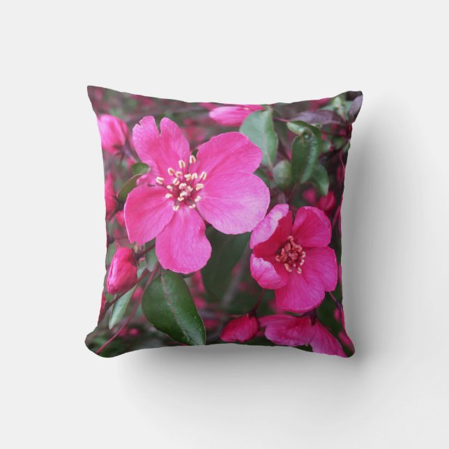 Rosa Blütenkrabapfel Kissen (Vorderseite)