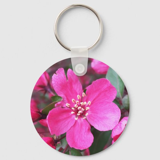 Rosa Blütenkrabapfel Schlüsselanhänger (Vorderseite)