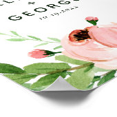 Rosa Blütenkranz Hochzeit Poster (Ecke)
