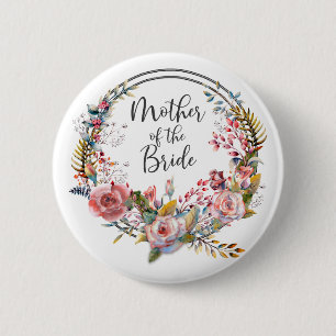 Rosa Blütenkranz Mutter der Braut Knopf Button