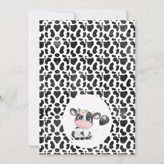 Rosa Blütenkuh Print Birthday Danke Karte (Rückseite)