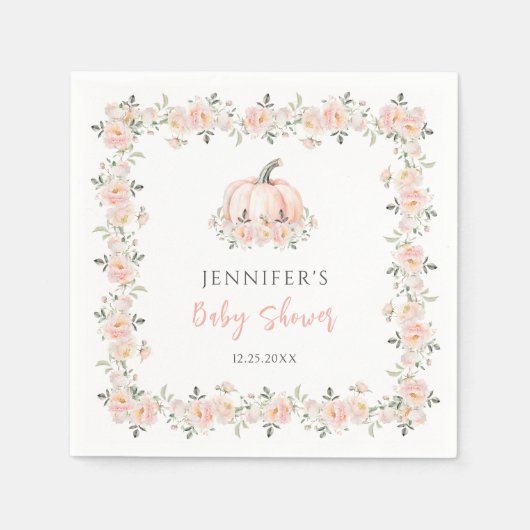 Rosa Blütenkürbis fällt kleine Babydusche Serviette (Vorderseite)
