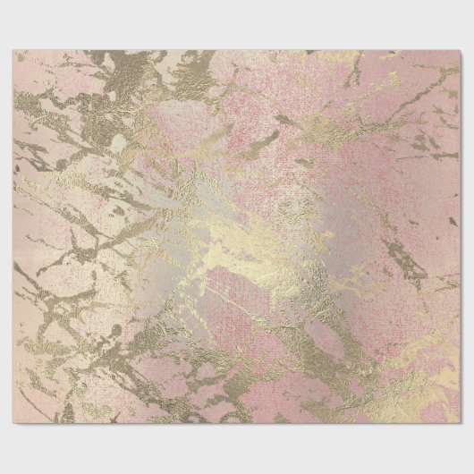 Rosa Blütenlackierung Foxier Gold Marmor Shiny Gla Geschenkpapier (Flach)