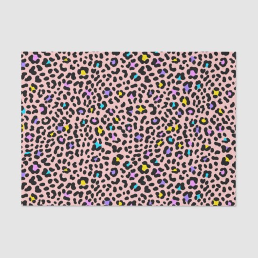 Rosa Blütenleoparden - Tierdrucke Seidenpapier (Vorderseite)