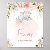Rosa Blütenlephant Baby-Duschfavoriten Poster (Vorne)