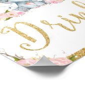 Rosa Blütenlephant Babydusche Getränke Unterwäsche Poster (Ecke)