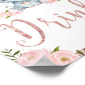 Rosa Blütenlephant Babydusche Getränke Unterwäsche Poster (Ecke)