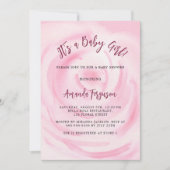 Rosa Blütenmädchen luxuriöse Babydusche Einladung (Vorderseite)