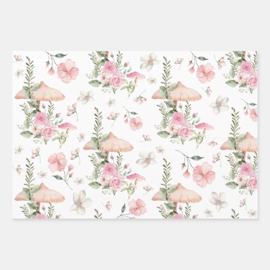 Rosa Blütenmärchen Bezauberndes Party Tee Geschenkpapier Set (Vorderseite 3)