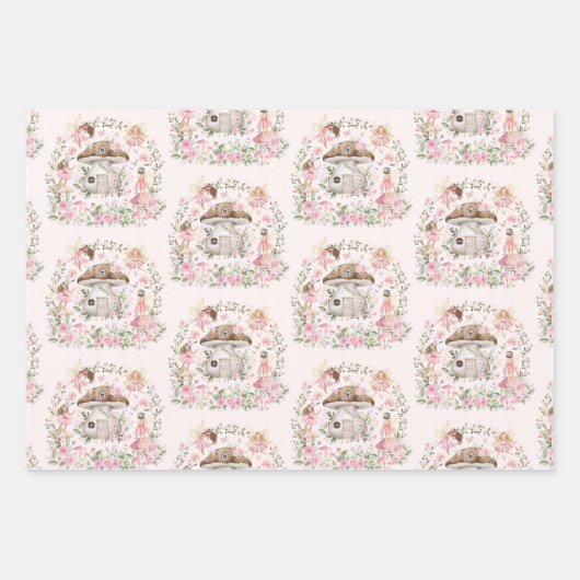 Rosa Blütenmärchen Bezauberndes Party Tee Geschenkpapier Set (Vorderseite 2)