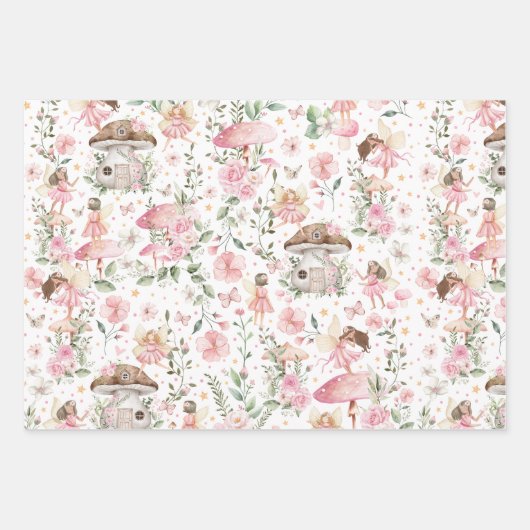 Rosa Blütenmärchen Bezauberndes Party Tee Geschenkpapier Set (Vorderseite)