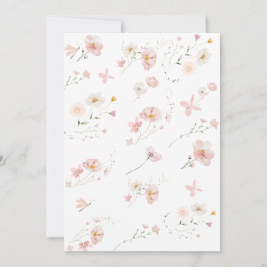 Rosa Blütenmärchen Einladung zum ersten Geburtstag (Rückseite)