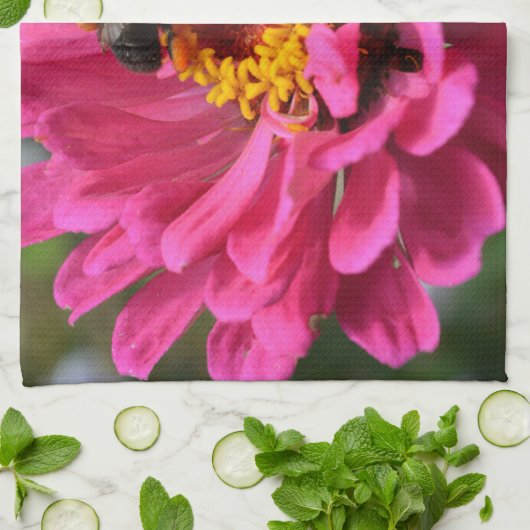 Rosa Blütenmaus-Blume Geschirrtuch (Gefaltet)