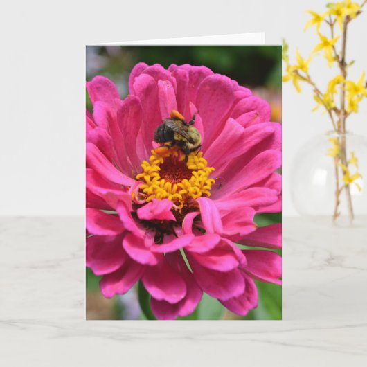 Rosa Blütenmaus-Blume Karte (Gelbe Blume)