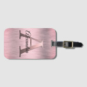 Rosa Blütenmonogramm Gepäckanhänger (Vorderseite (Horizontal))