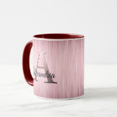 Rosa Blütenmonogramm Tasse (Vorderseite Links)