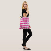 Rosa Blütenmosaik-Muster Tasche (Am Model)
