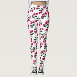 Rosa Blütenmuster auf weißem Hintergrund Leggings