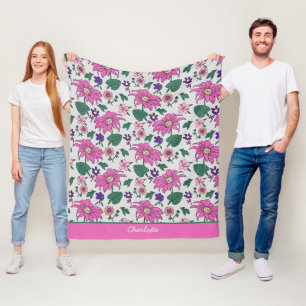Rosa Blütenmuster - nahtloser personalisierter Nam Fleecedecke