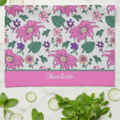 Rosa Blütenmuster - nahtloser personalisierter Nam Geschirrtuch (Gefaltet)