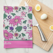 Rosa Blütenmuster - nahtloser personalisierter Nam Geschirrtuch (Viertel Falte)