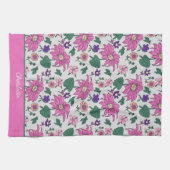 Rosa Blütenmuster - nahtloser personalisierter Nam Geschirrtuch (Horizontal)