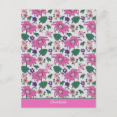 Rosa Blütenmuster - nahtloser personalisierter Nam Postkarte (Vorderseite)