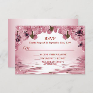 Rosa Blütennatur Schmetterling Hochzeitsfeier im F RSVP Karte