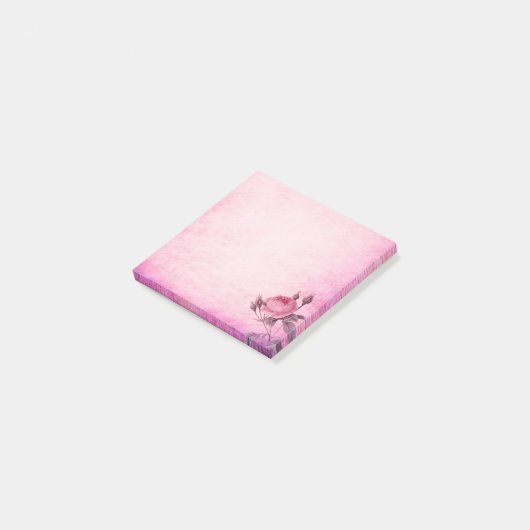 Rosa Blütennoten Post-it Klebezettel (angewinkelt)