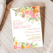 Rosa Blütenorange Zitrusfrüchte-Babydusche Einladung