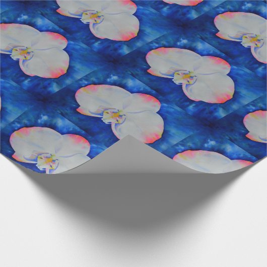 Rosa Blütenorchie Geschenkpapier (Ecke)