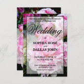 Rosa Blütenpest Hochzeit Einladung (Vorne/Hinten)
