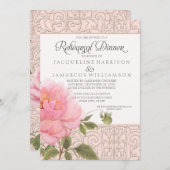 Rosa Blütenpiel Klassische Probe Abendessen Einladung (Vorne/Hinten)