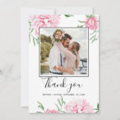 Rosa Blütenpink Botanisches Foto Elegante Dankeskarte (Vorderseite)